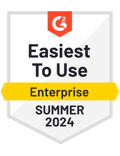 G2 Easiest to Use Badge for an Enterprise company Summer 2024