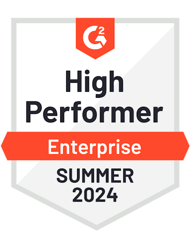 G2 High Performer Badge for an Enterprise company Summer 2024