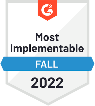 G2 Most Implementable Badge for Fall 2022