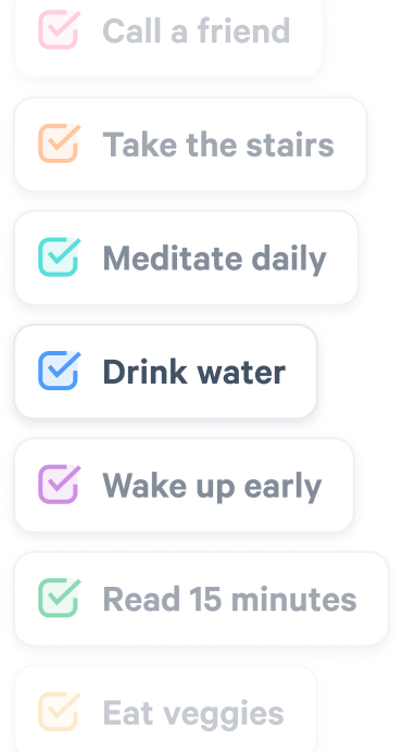 a list of potential custom activities like meditating daily and drinking plenty of water
