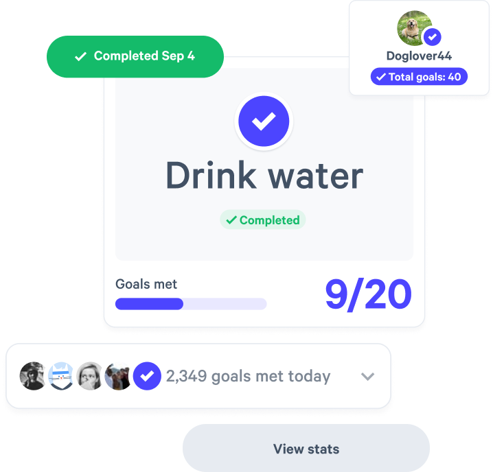 drink water stick to it module that shows progress and how many users met their goal for the day