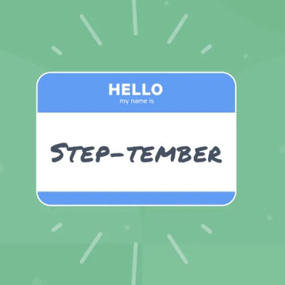hello sticker with step-tember written under the name