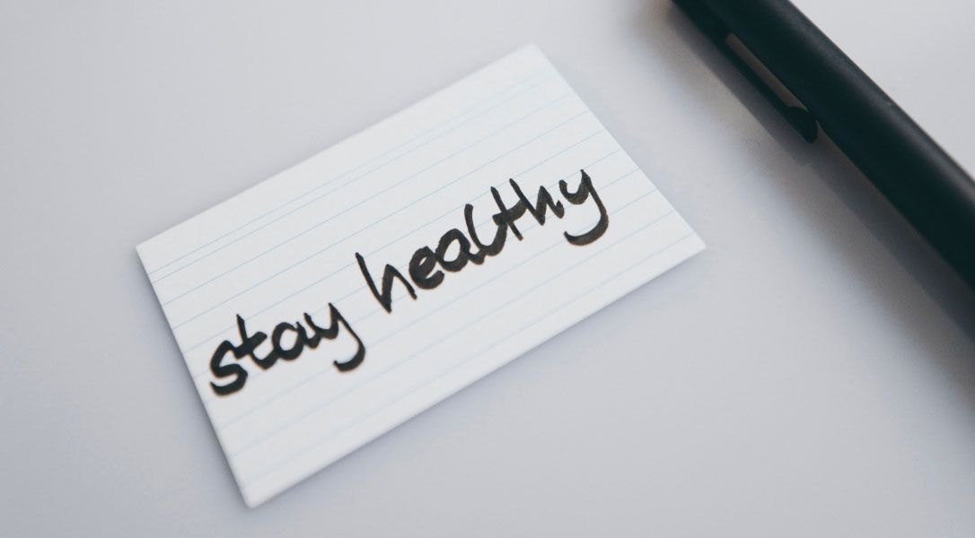 notecard with the words stay healthy