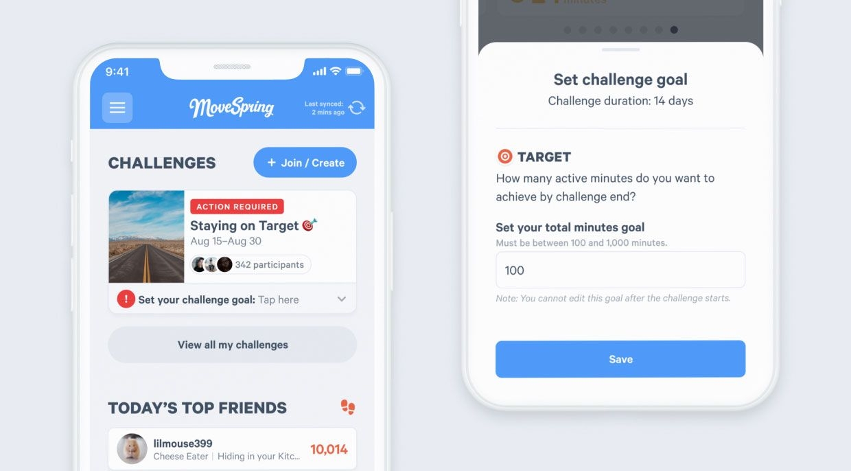 setting a personalized goal in the movespring app