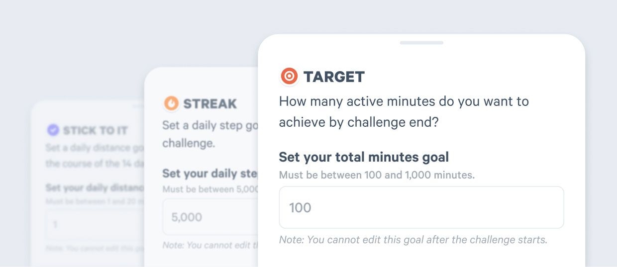 view of a streak target and stick to it personalized goal
